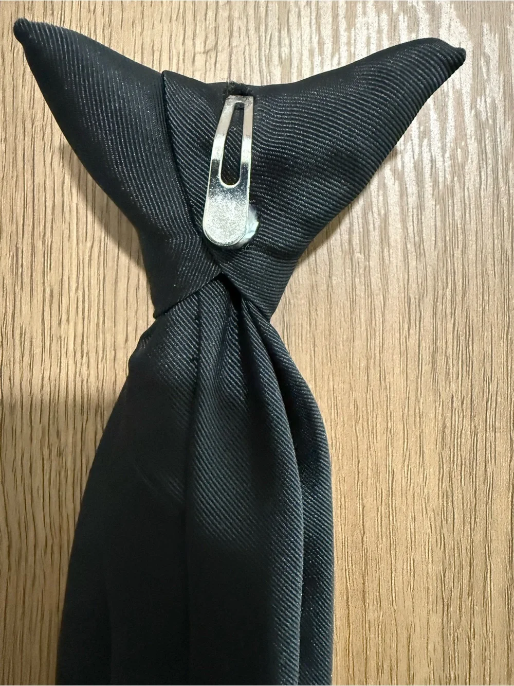 Chaps Black Kids Solid Neck Clip Tie